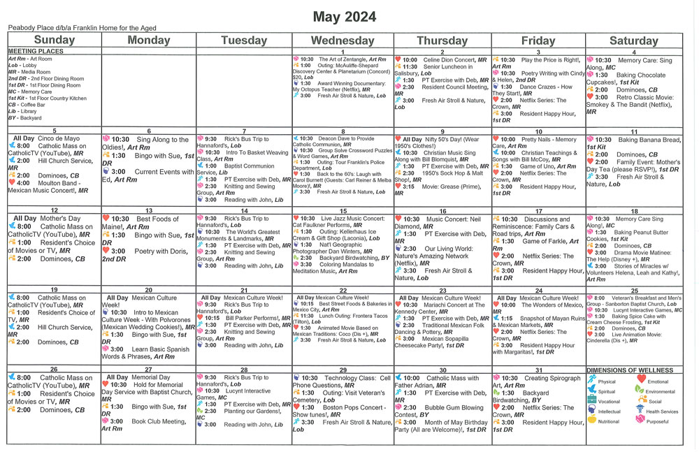 May 2024 Events & Activities Calendar